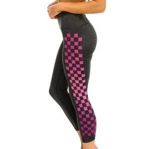AVIATOR NATION Hi-Rise Neon Pink Checkerboard Leggings